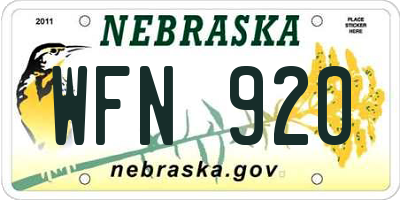 NE license plate WFN920