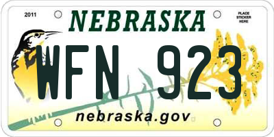 NE license plate WFN923