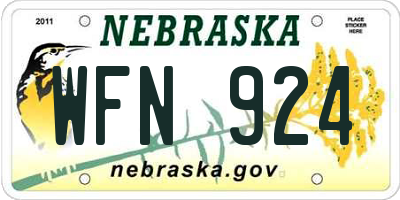 NE license plate WFN924