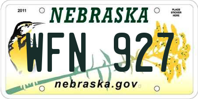 NE license plate WFN927