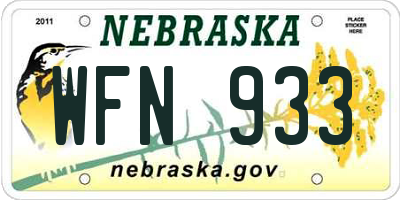 NE license plate WFN933
