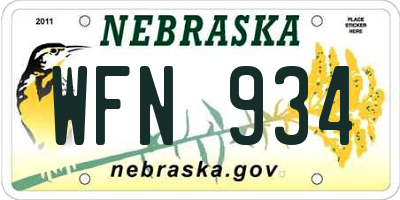 NE license plate WFN934