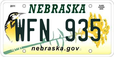 NE license plate WFN935
