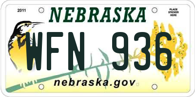 NE license plate WFN936