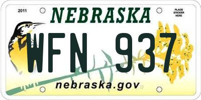 NE license plate WFN937