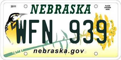 NE license plate WFN939