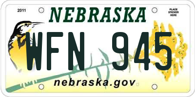 NE license plate WFN945