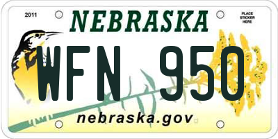 NE license plate WFN950