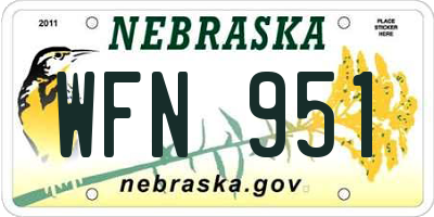 NE license plate WFN951