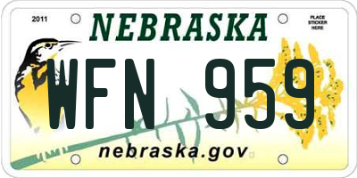 NE license plate WFN959