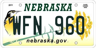 NE license plate WFN960