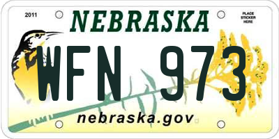 NE license plate WFN973