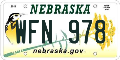 NE license plate WFN978