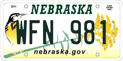 NE license plate WFN981