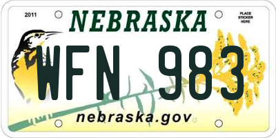 NE license plate WFN983