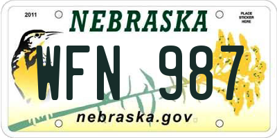NE license plate WFN987