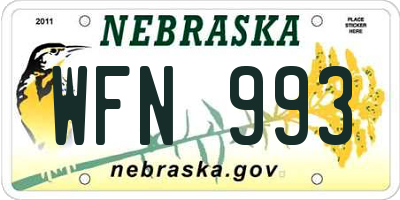 NE license plate WFN993