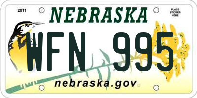 NE license plate WFN995