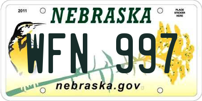 NE license plate WFN997