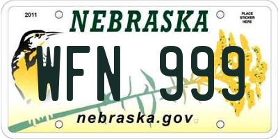 NE license plate WFN999