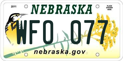 NE license plate WFO077