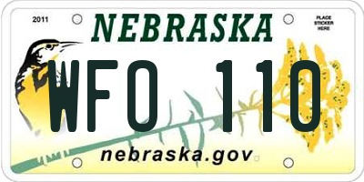 NE license plate WFO110