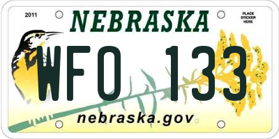 NE license plate WFO133