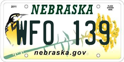 NE license plate WFO139