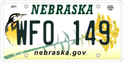 NE license plate WFO149
