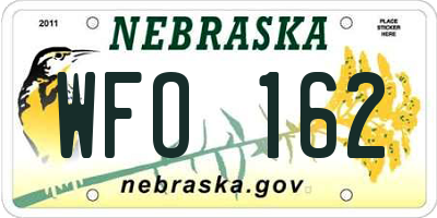 NE license plate WFO162