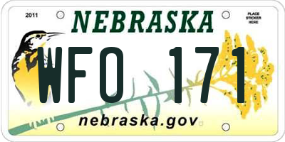NE license plate WFO171