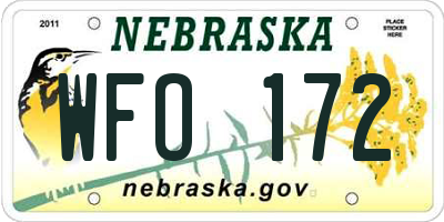 NE license plate WFO172