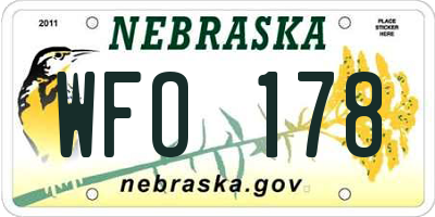 NE license plate WFO178