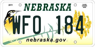 NE license plate WFO184