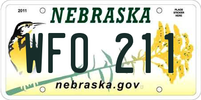 NE license plate WFO211