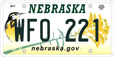 NE license plate WFO221
