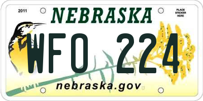 NE license plate WFO224