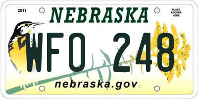 NE license plate WFO248