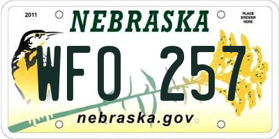 NE license plate WFO257