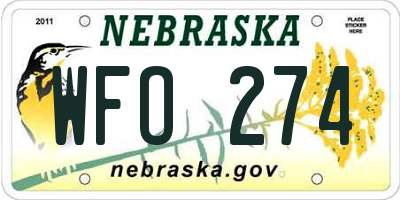 NE license plate WFO274