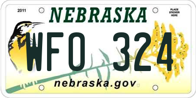 NE license plate WFO324