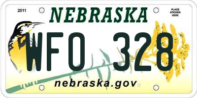 NE license plate WFO328