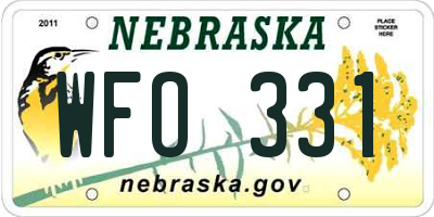 NE license plate WFO331