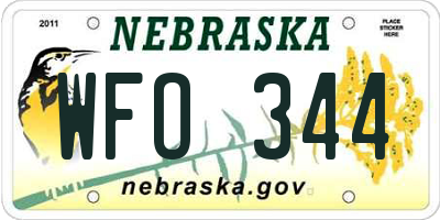 NE license plate WFO344