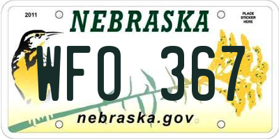 NE license plate WFO367