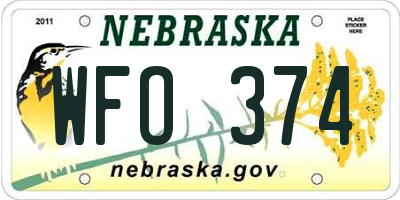 NE license plate WFO374