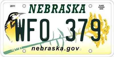 NE license plate WFO379