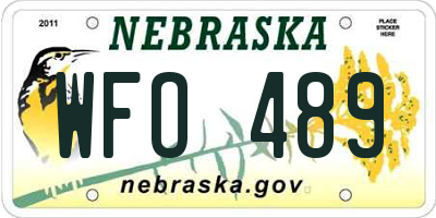 NE license plate WFO489