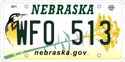 NE license plate WFO513