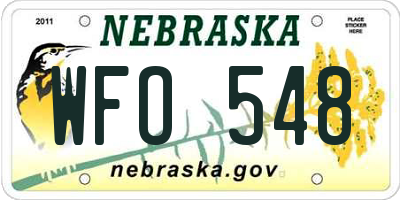 NE license plate WFO548